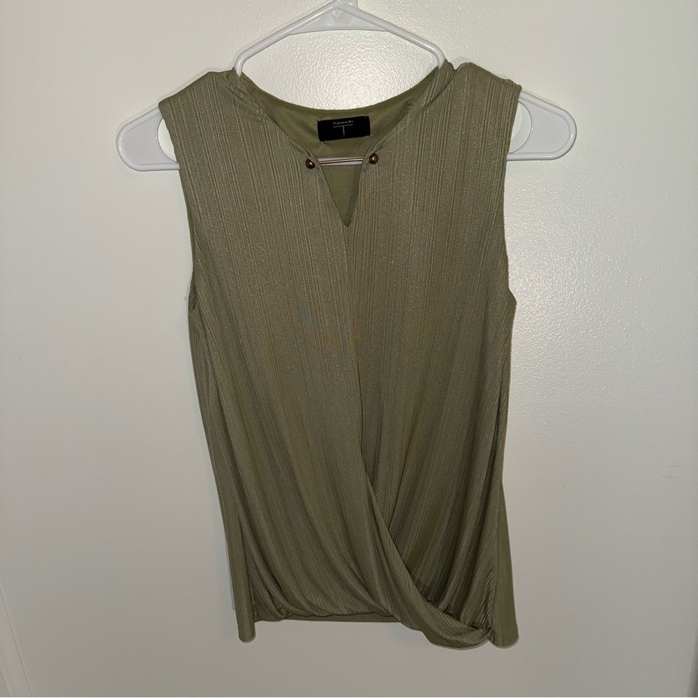 Tahari Olive Sleeveless Top
